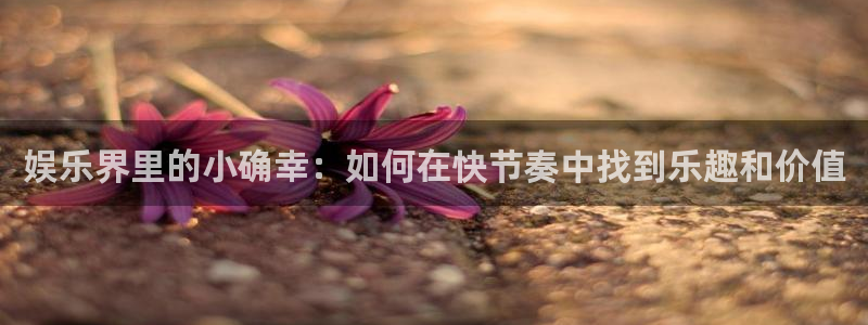 壹号平台app下载安装：娱乐界里的小确幸：如何在快节奏中找到乐趣和价值